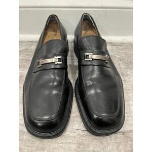 Salvatore Ferragamo Men 9.5 EEE Black Leather Gancini Bit Loafers Italy UH 42062